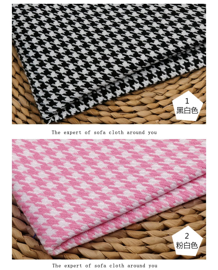 High-end Thousand Bird Grid Sofa Fabric Thickening Plaid Cotton Linen Cloth Tablecloth Pillow Cushion Cover Handmade DIY Fabric