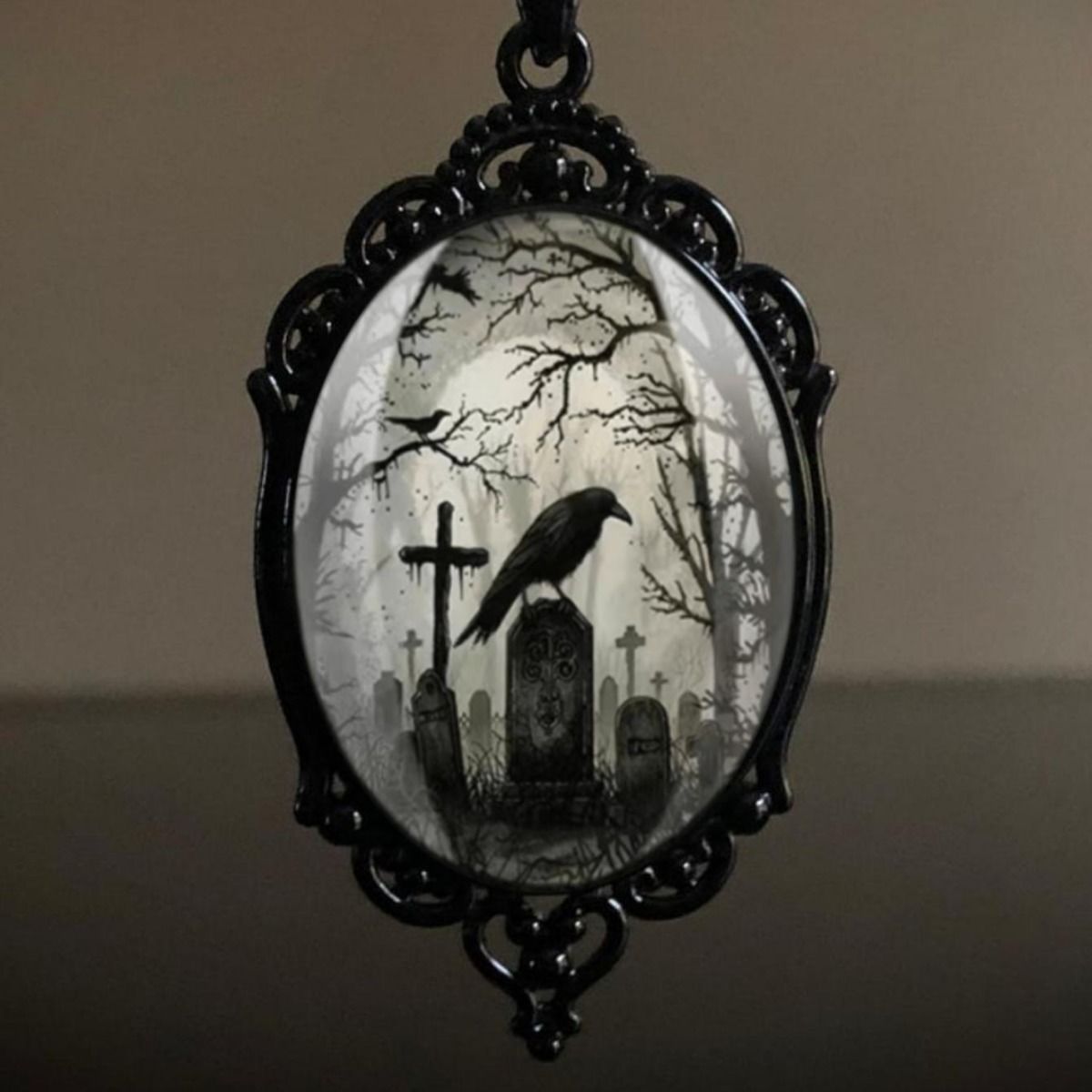 Cross-Border Hot Selling Halloween Gothic Crow Earrings Necklace Set Factory Direct Sale