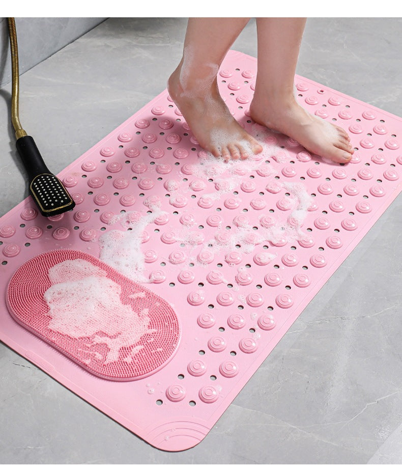 New Non-slip Bath Mat with Suction Cup and Drain Hole, Soft Machine-washable Shower Mat Non-slip Bath Mat