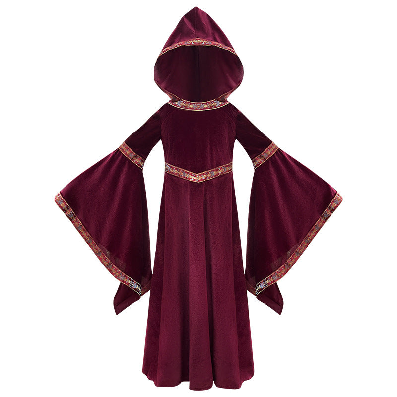 2025 Halloween Family Costume Performance Costume Party Performance Costume Adult European Medieval Burgundy Vampire