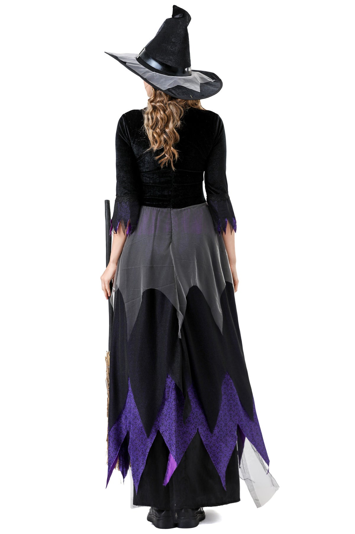 Halloween Cosplay Witch Costume Vampire Black Purple Dress Magic Witch Stage Role Play