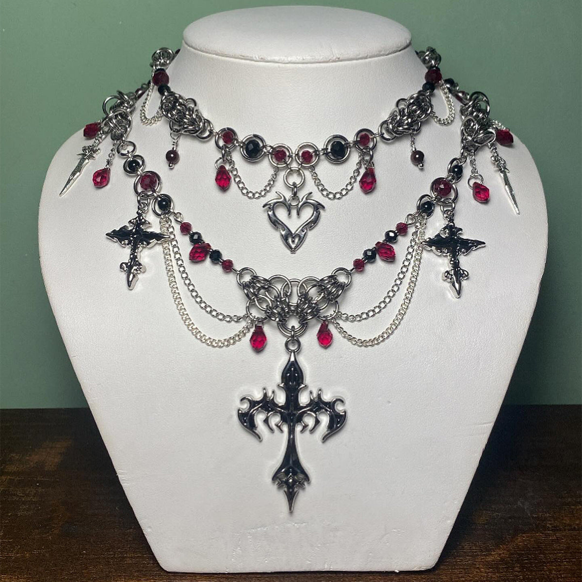 Halloween Cross Necklace Wholesale Cross-Border Vintage Dark Heavy-Duty Gothic Style Necklace Light Luxury Niche Sweater Chain