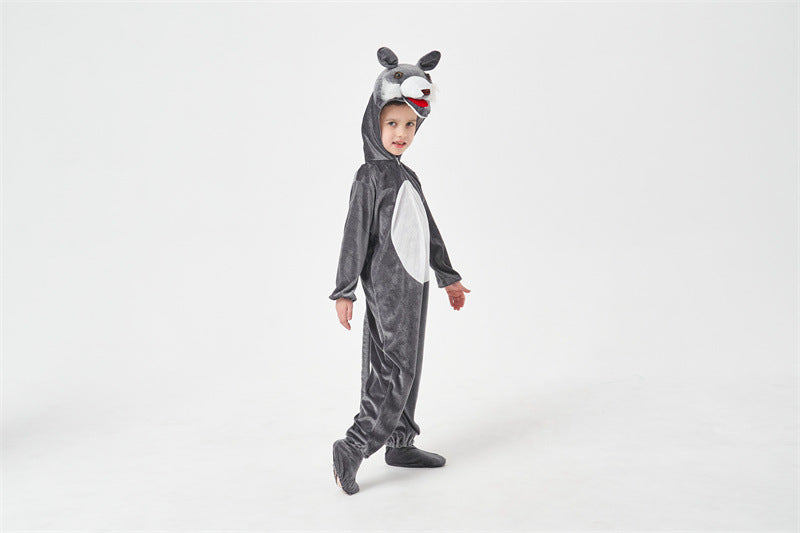 Halloween Big Bad Wolf Plays Parent-Child Animal Siaman Children's Drama Stage Performance Costume Big Tail Wolf