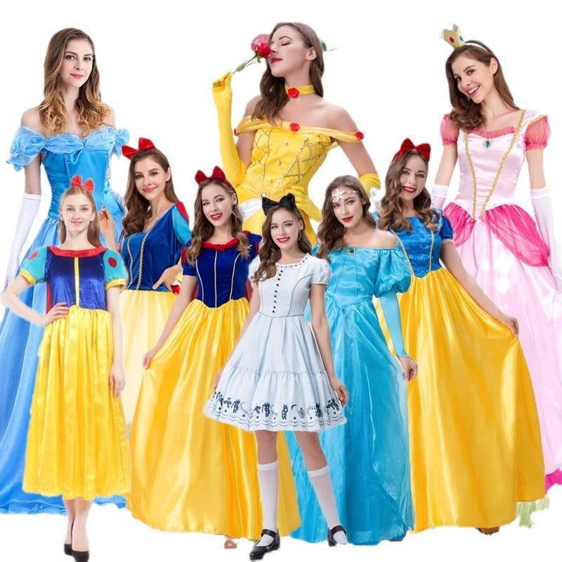 Adult Halloween Snow White Bell Cinderella Ice Sleeping Beauty Rapunzel Party Stage Performance Princess Dress