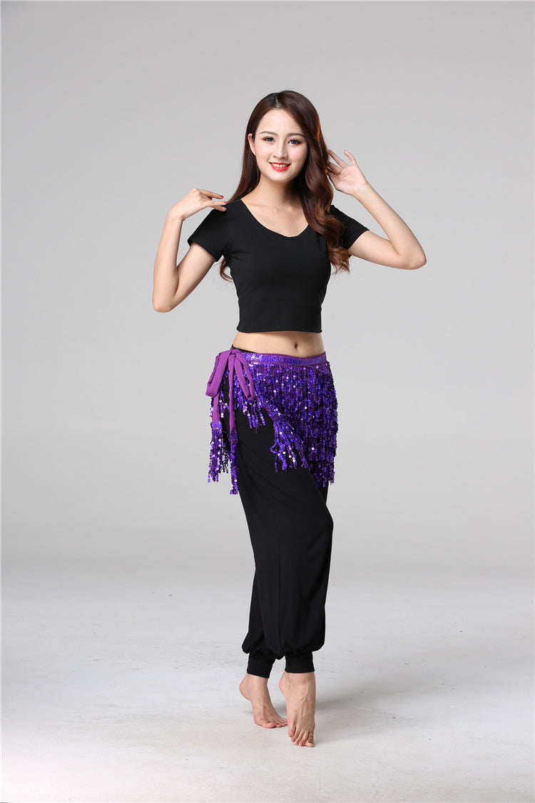 Halloween in stock Belly Dance Performance Costume Sequins Tassel Hips Bead Pieces Waist Chain Indian Dance Waist Towel Wholesale