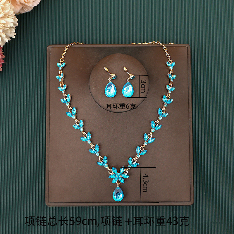 Korean Bride Necklace Earrings Two-piece Decorations Wedding Yarn Wedding Jewelry Wedding Accessories Dance Studio
