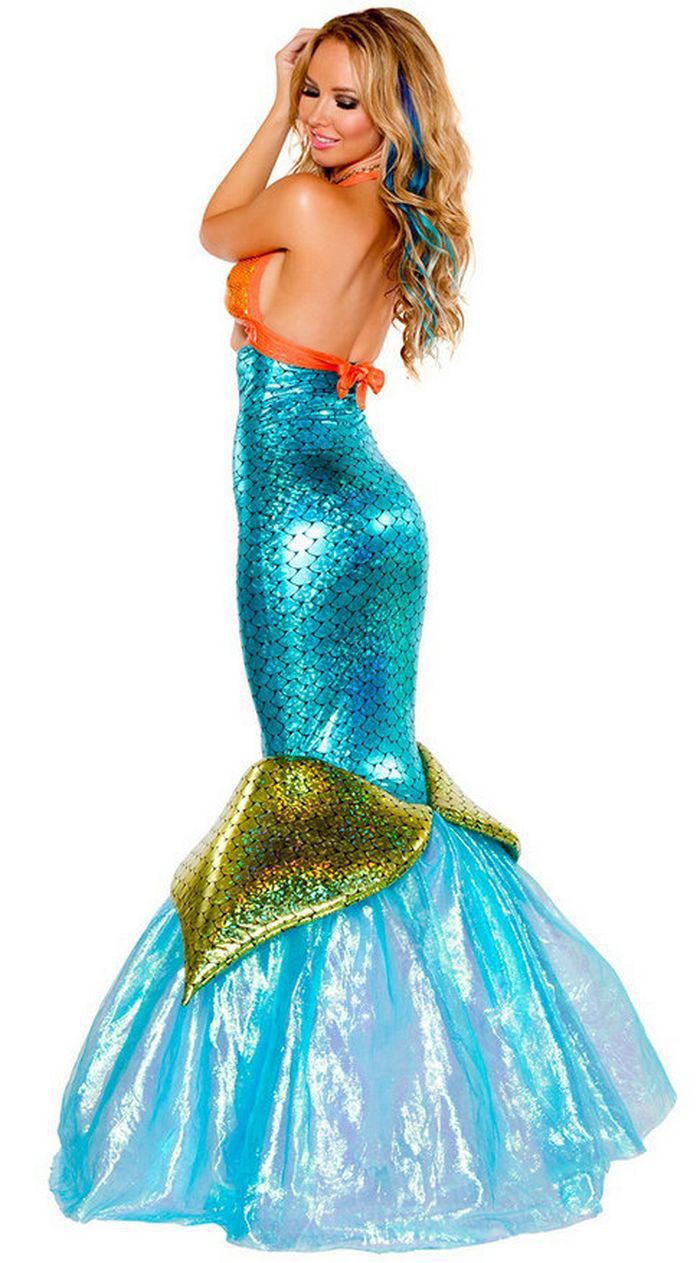 Halloween Costume Adult Mermaid Cosplay Costume Princess Dress Sexy Chest-Wrapped Evening Dress Ds Performance Costume