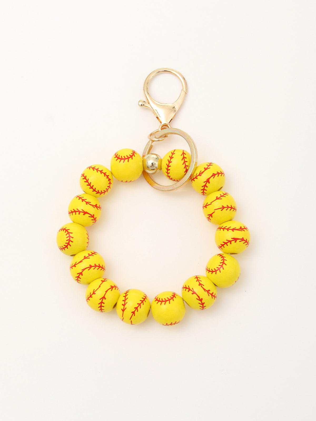 Sporty Baseball Independence Day Halloween Wooden Beads Wooden Fruit Summer Party Keychain Bracelet