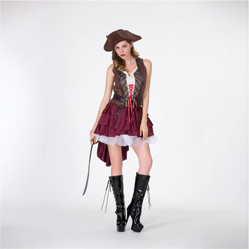 Halloween Pirates of the Caribbean Costume Female Knight Costume Adult Pirate Costume COS Halloween Costume