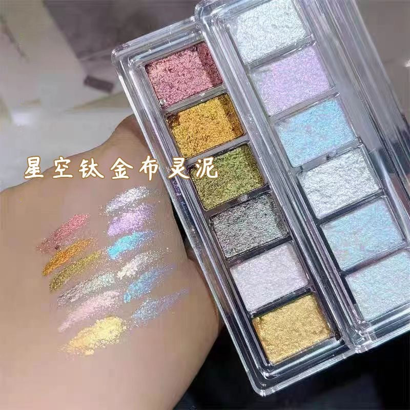 Nail glitter powder cloth spirit mud six palace grid new burst flash solid Maillard starlight ice through DIY nail decorations