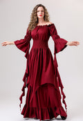 Halloween Medieval Renaissance Retro Dress European and American Square Collar Bundle Waist Dress Stage Performance Costume