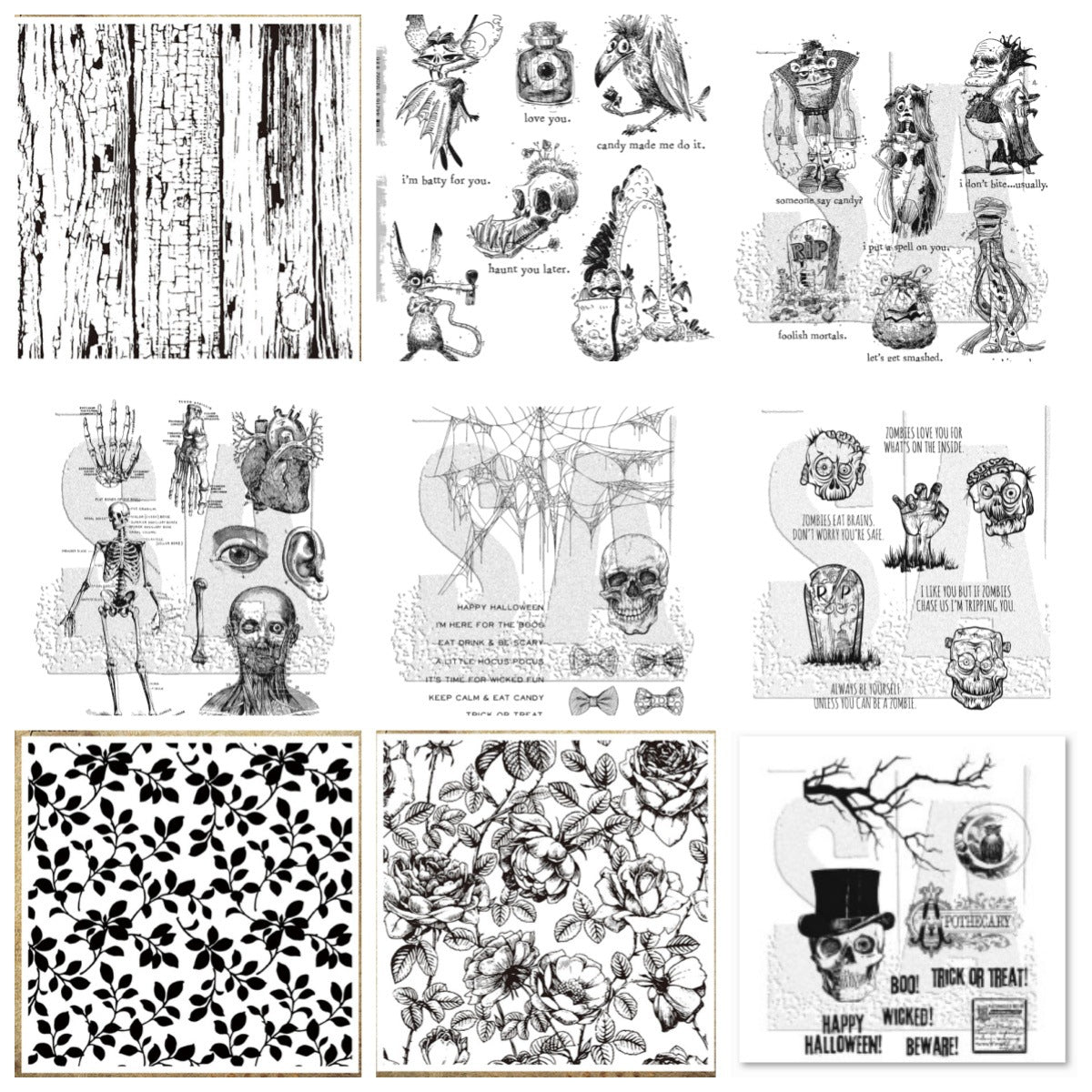 Halloween Decorations Amazon Best-Selling Skull Series Transparent Seal Handbook Decoration Scrapbook Creative Retro