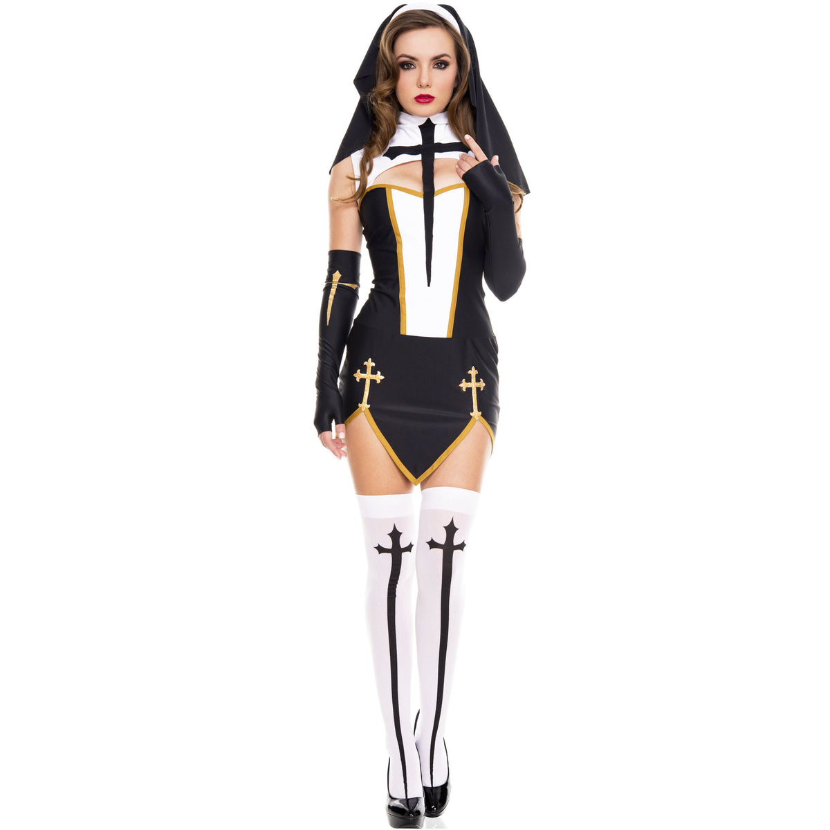 S-Xl Halloween Nun Clothes Adult Female Cross Cos Performance Clothes Nun Performance Clothes Game Uniforms