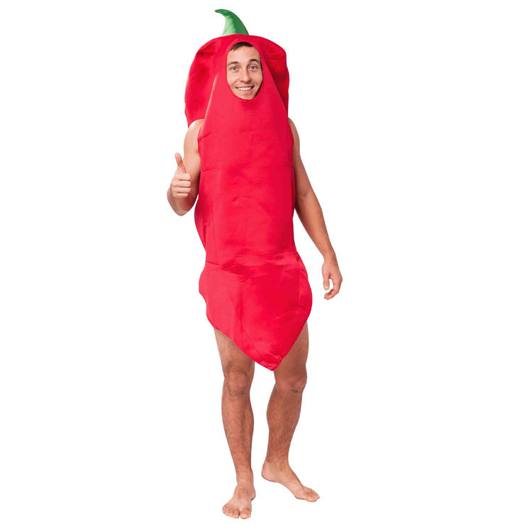 Mardi Gras Halloween Cosplay Masquerade Stage Performance Costume Big Men Fire Red Pepper Performance Costume