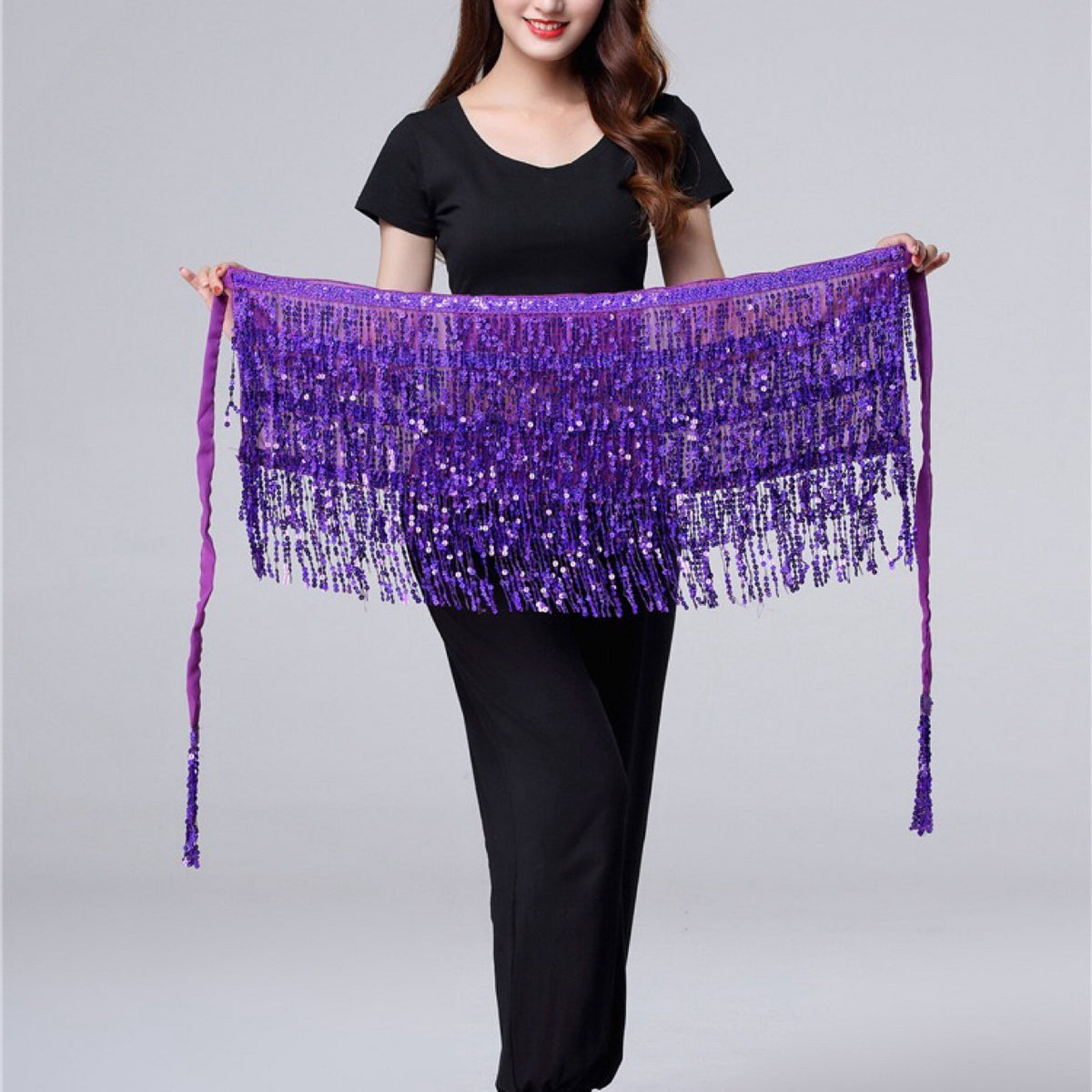 Halloween in stock Belly Dance Performance Costume Sequins Tassel Hips Bead Pieces Waist Chain Indian Dance Waist Towel Wholesale