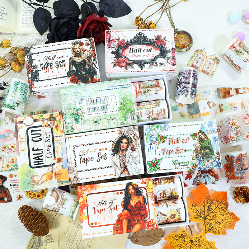 Foreign Trade Cross-Border Hot-Selling Halloween and Christmas Planner Materials DIY Decoration No-Cut Die-Cut Pet Planner Tape
