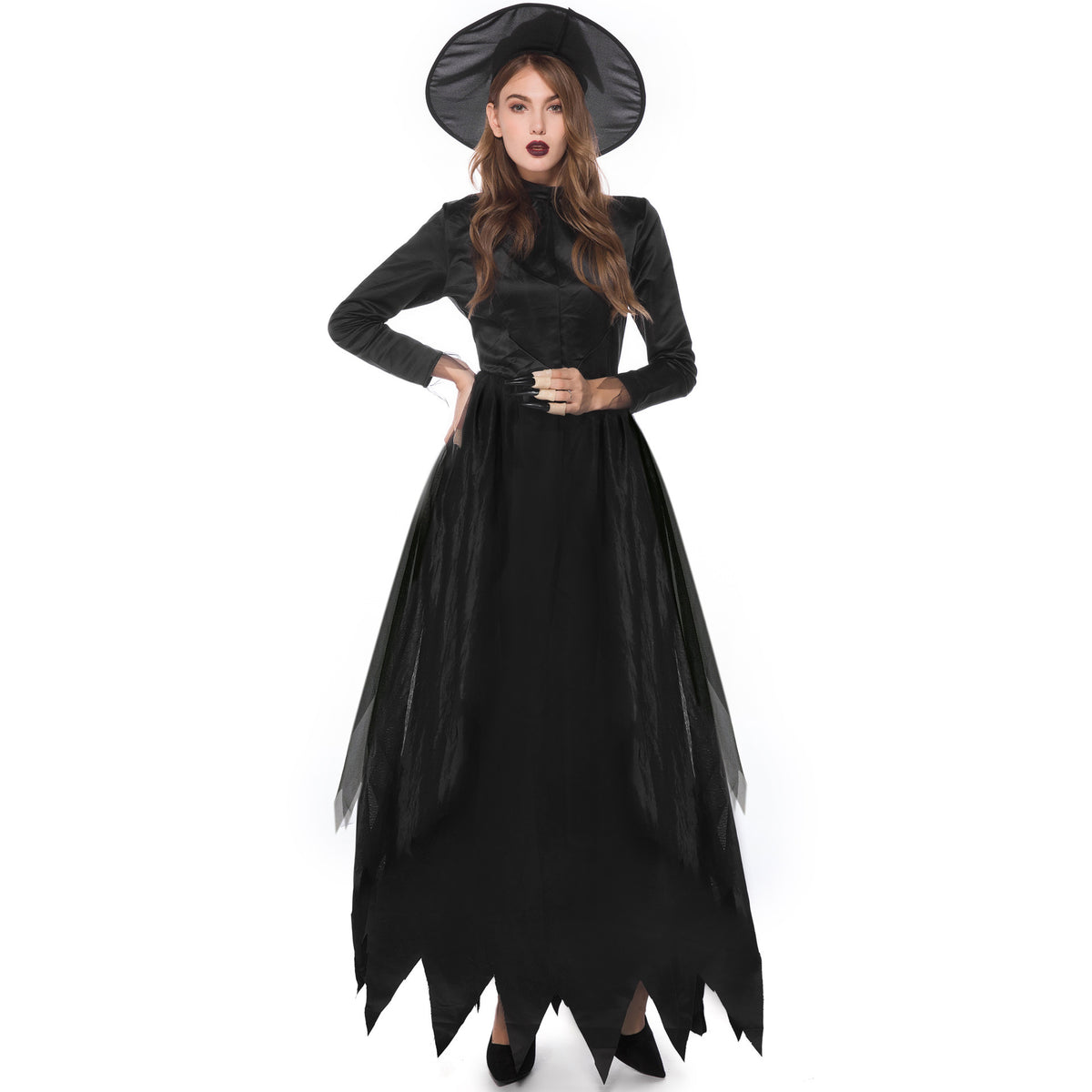 Export Halloween Cos Adult Black Witch Dark Demon Horror Masquerade Ghost Bride Costume