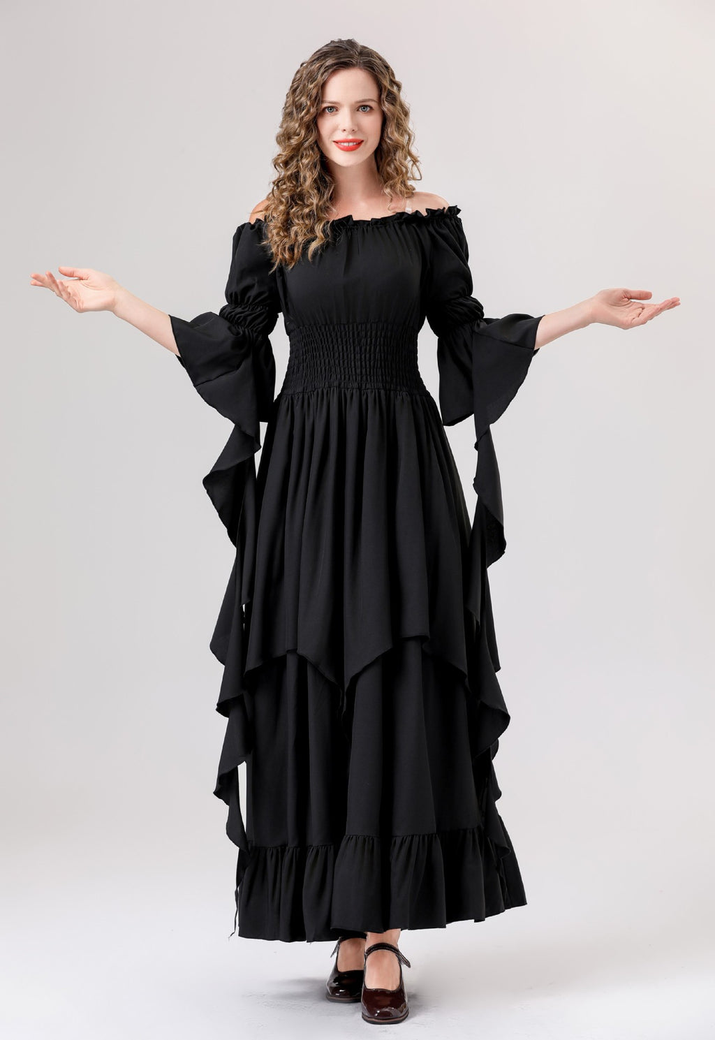 Halloween Medieval Renaissance Retro Dress European and American Square Collar Bundle Waist Dress Stage Performance Costume