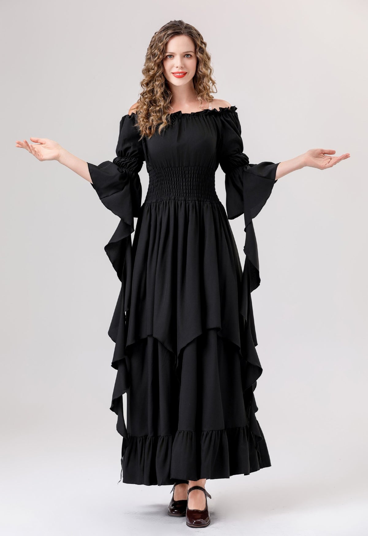 Halloween Medieval Renaissance Retro Dress European and American Square Collar Bundle Waist Dress Stage Performance Costume