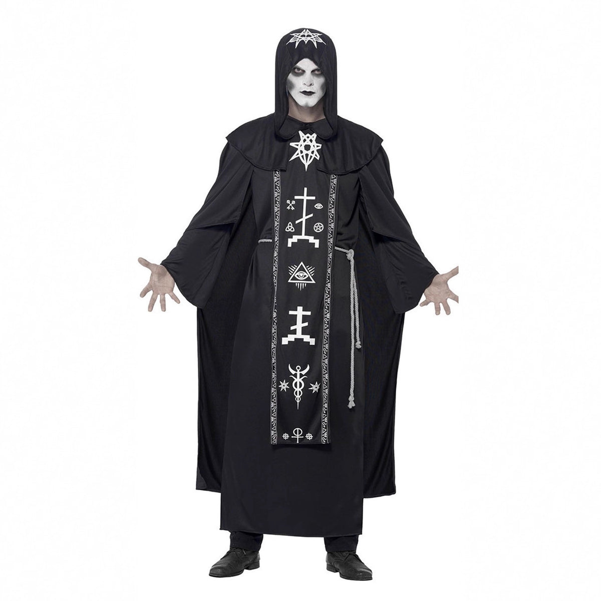 Halloween Evil Vampire Male and Female Wizard Black Robe Mage Dark Hell Devil Couple Costume