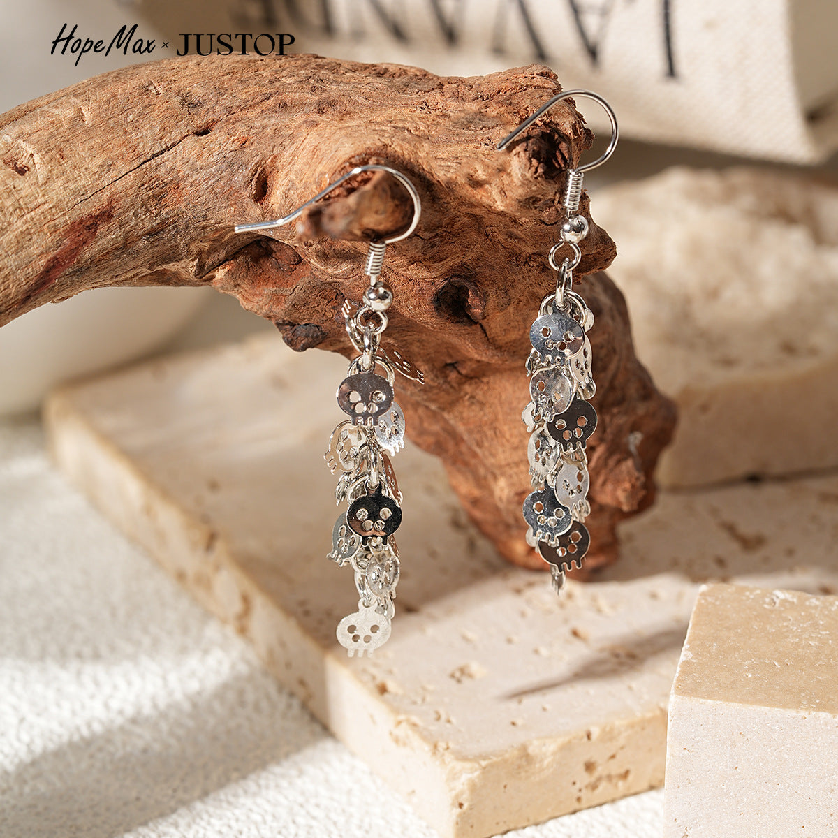Justop European and American Halloween Ins-Style Personality Exaggerated Trendy Earrings for Women, Skull Earrings, Quirky Ear Accessories