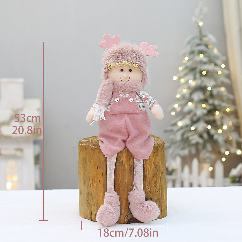 Cross Border Christmas Decorations Pink Antlers Doll Fabric Boys and Girls Doll Standing Doll Desktop Ornaments