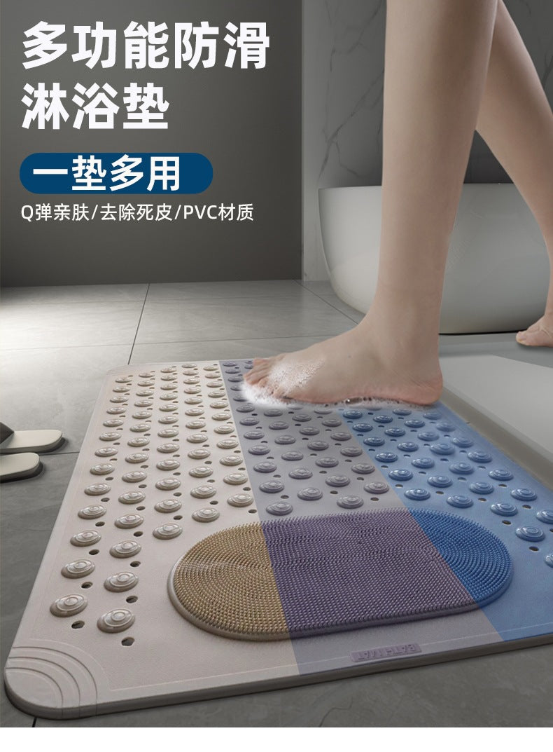New Non-slip Bath Mat with Suction Cup and Drain Hole, Soft Machine-washable Shower Mat Non-slip Bath Mat