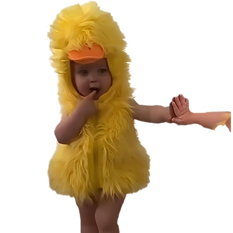 Foreign trade new Halloween animal costume cute little yellow duck children hooded vest cosplay costume