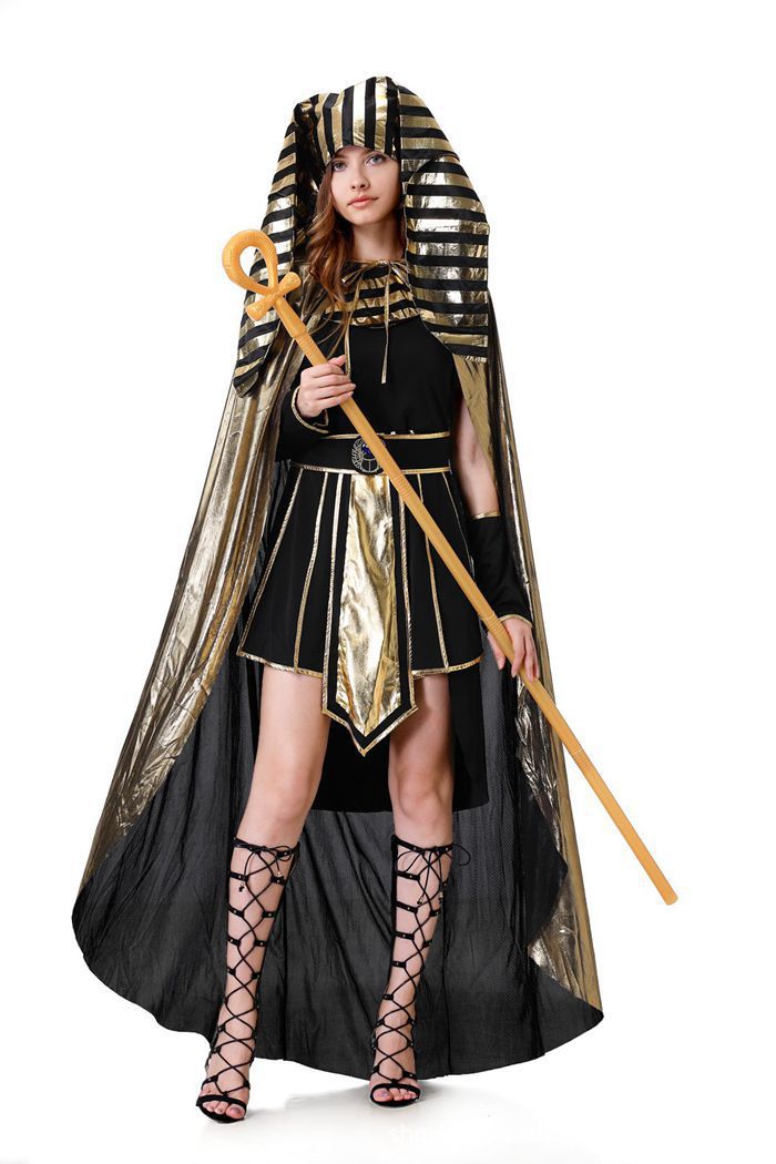 Cross-Border Halloween Egyptian Pharaoh Couple Cosplay Costumes for Men and Women Ancient Greek and Roman King Pharaoh Cleopatra Costumes