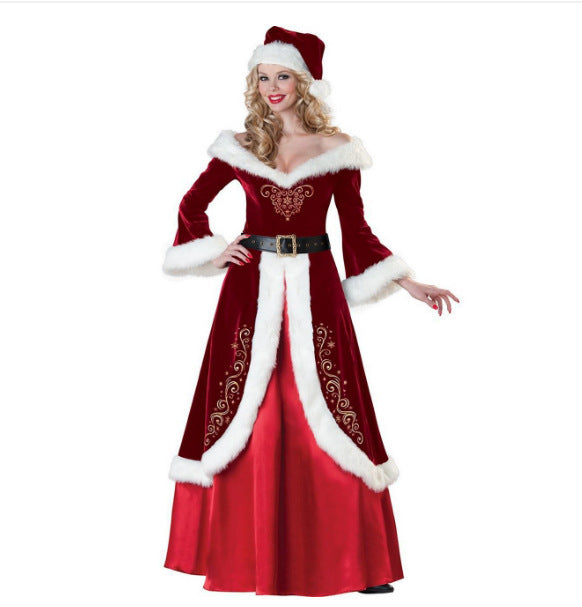 Cross-Border European and American Christmas Santa Claus Couple Costumes High-Quality Luxury Version Cosplay Masquerade Performance Costumes