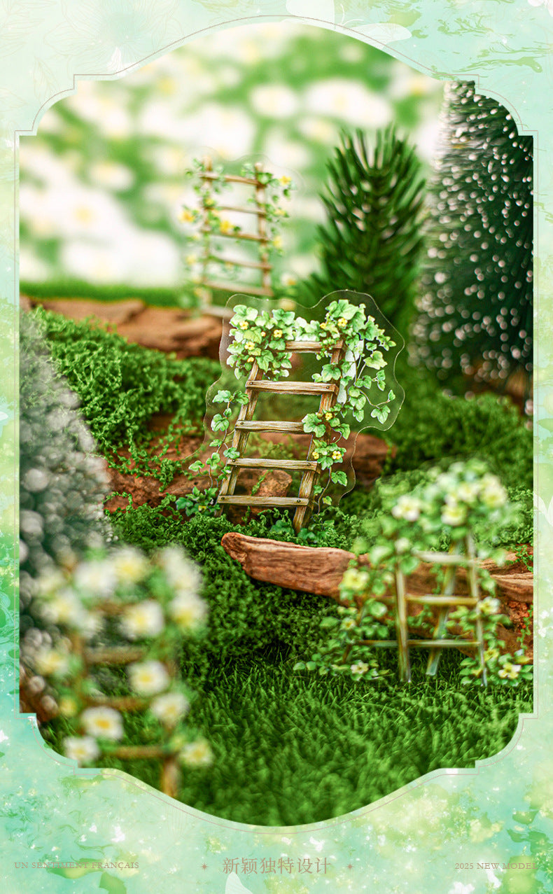 Retrostory Flower Ladder Pastoral Fresh Creative Stickers Decorative Stickers Children's Landscaping Material Journal Stickers