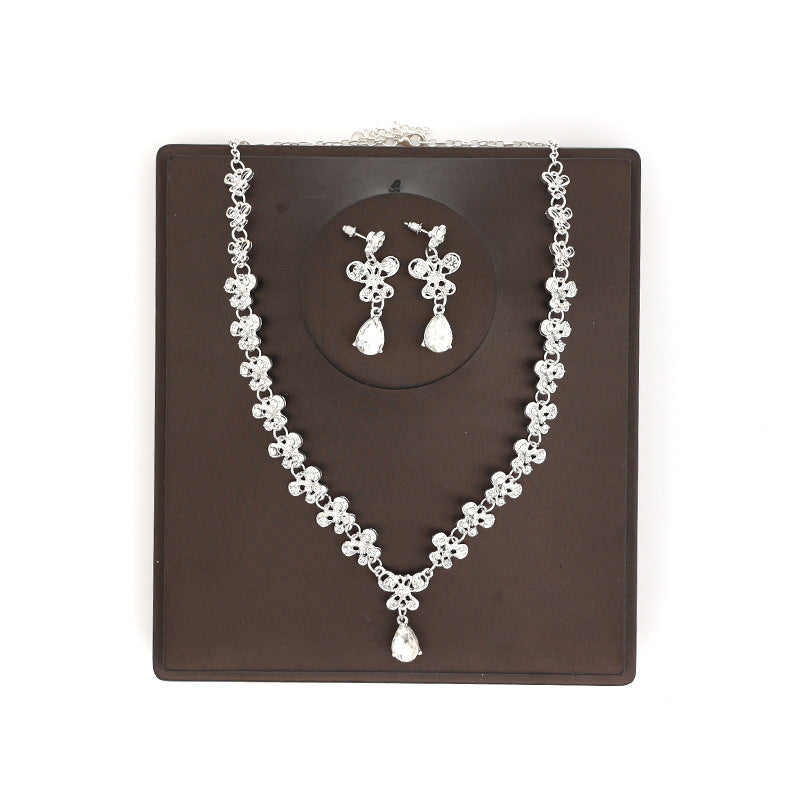 Korean Bride Necklace Earrings Two-piece Decorations Wedding Yarn Wedding Jewelry Wedding Accessories Dance Studio