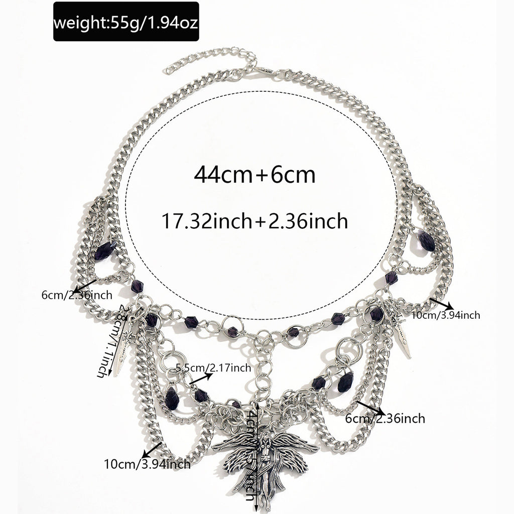 Halloween Cross Necklace Wholesale Cross-Border Vintage Dark Heavy-Duty Gothic Style Necklace Light Luxury Niche Sweater Chain