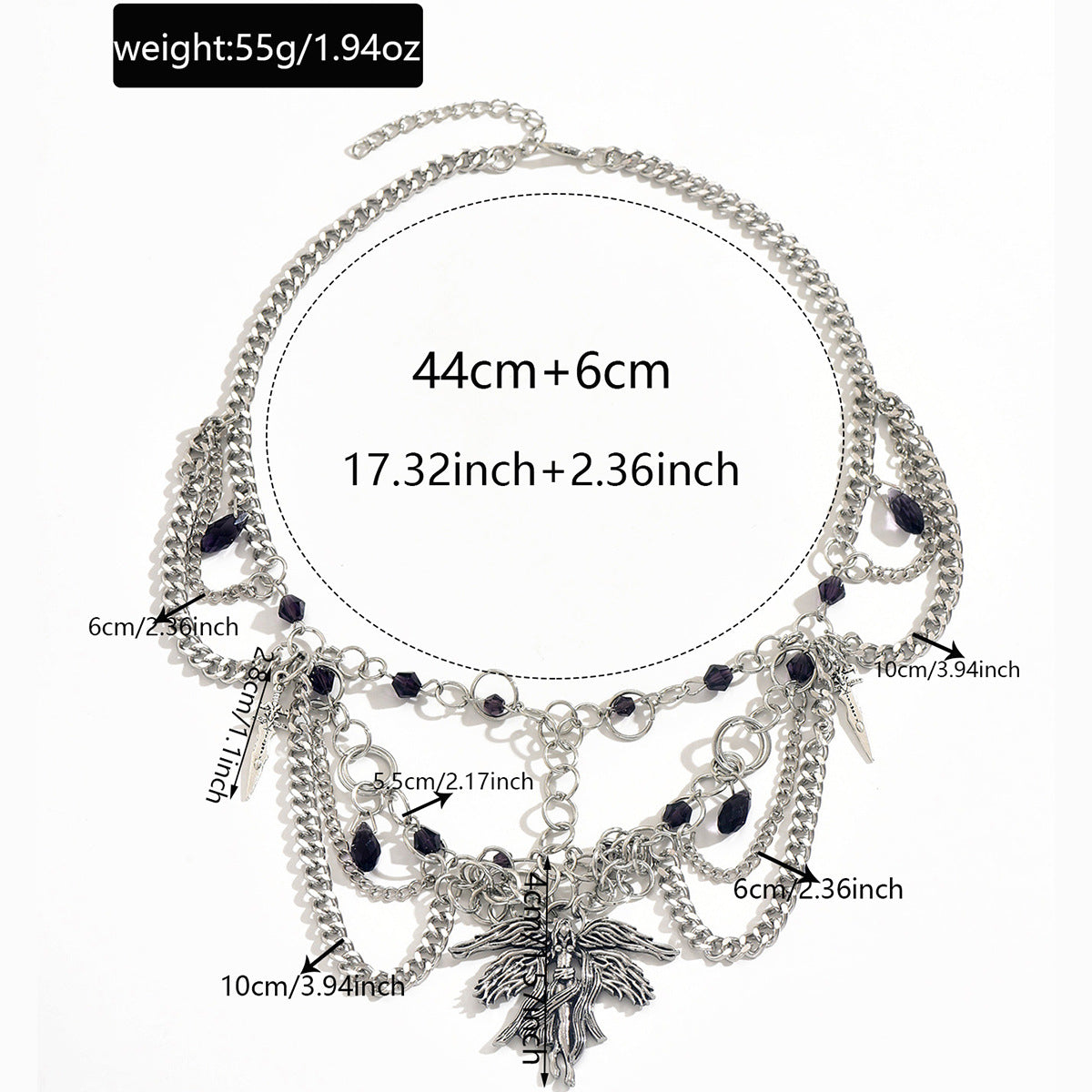 Halloween Cross Necklace Wholesale Cross-Border Vintage Dark Heavy-Duty Gothic Style Necklace Light Luxury Niche Sweater Chain