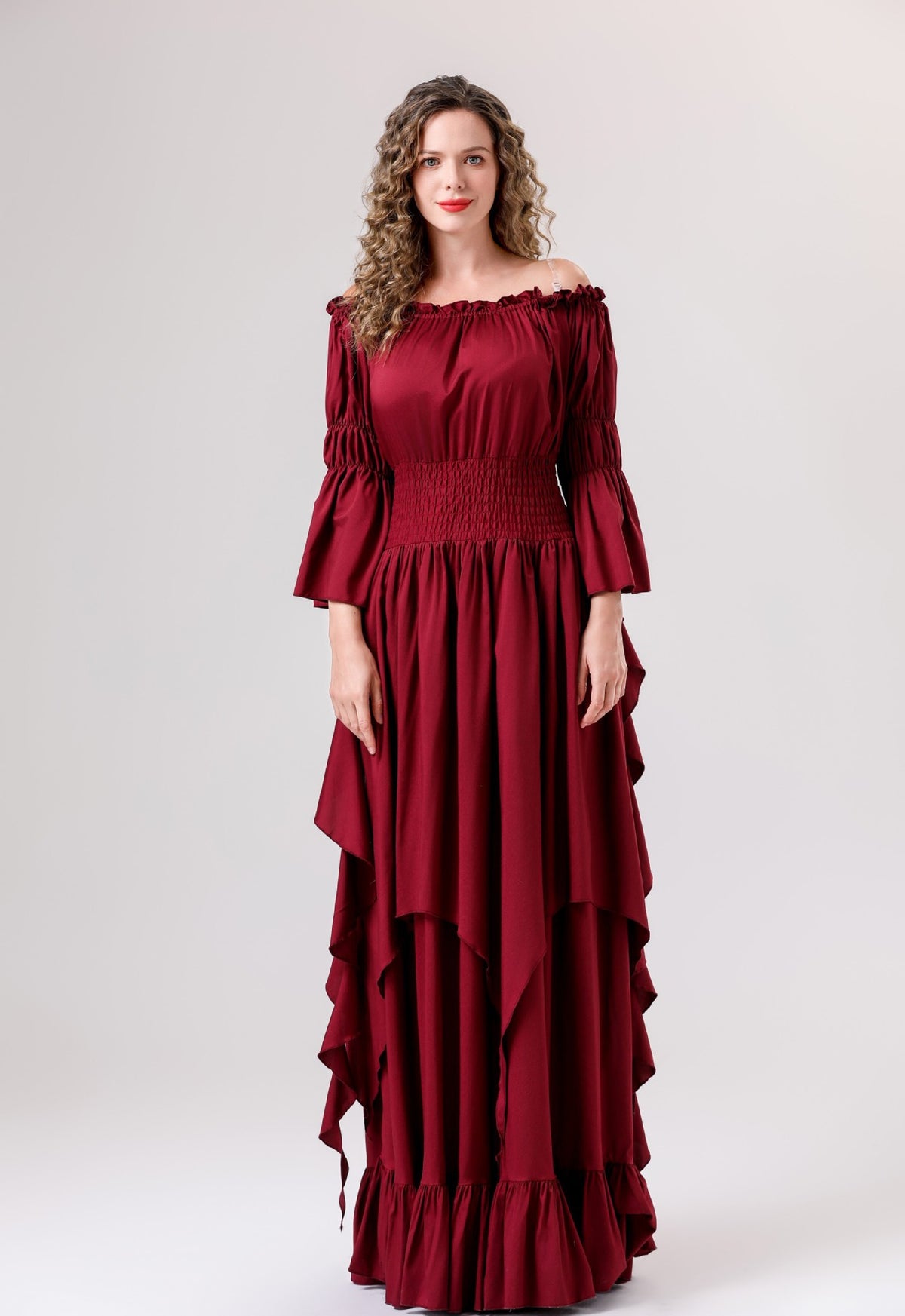 Halloween Medieval Renaissance Retro Dress European and American Square Collar Bundle Waist Dress Stage Performance Costume