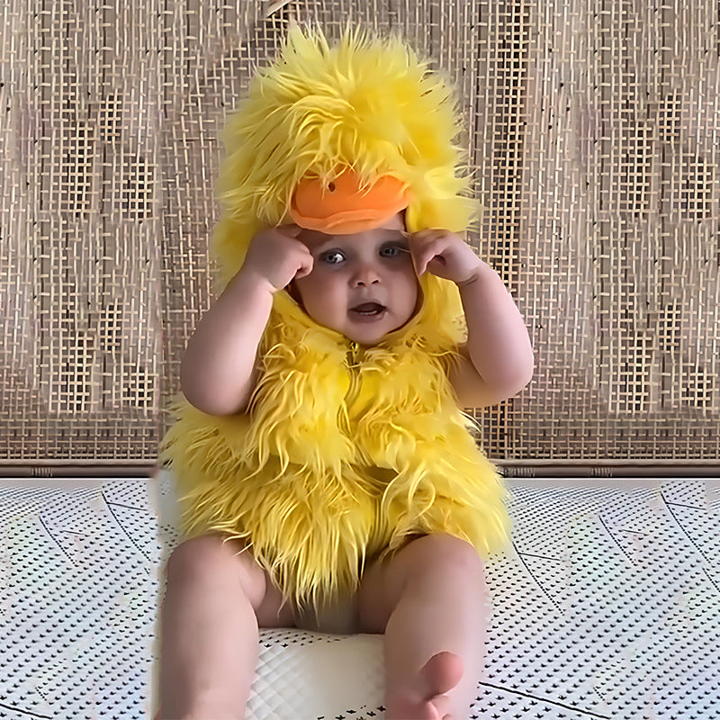 Foreign trade new Halloween animal costume cute little yellow duck children hooded vest cosplay costume