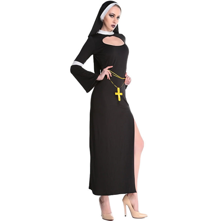 Foreign Trade Adult Female Halloween cos Costume Masquerade Nuns Cosplay Clothing Stage Performance Clothing suit