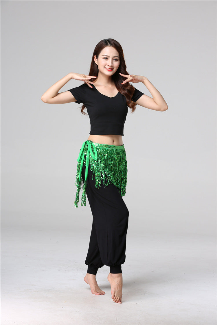 Halloween in stock Belly Dance Performance Costume Sequins Tassel Hips Bead Pieces Waist Chain Indian Dance Waist Towel Wholesale