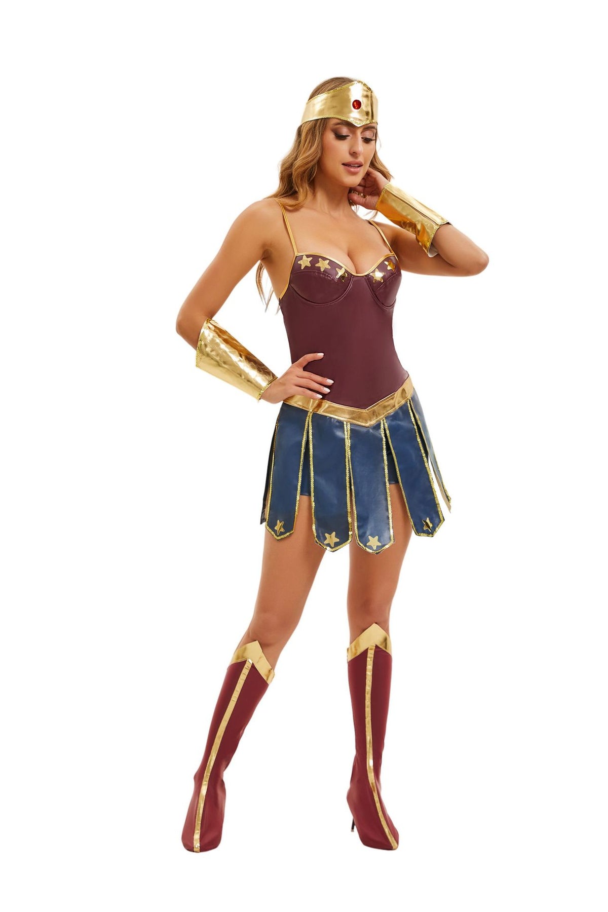 2025 Amazon New Halloween Cos Justice League Wonder Woman Greek Goddess Cosplay Costume