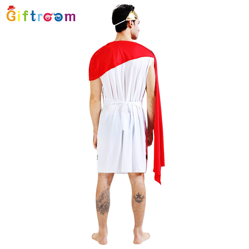 Halloween Masquerade Ancient Egyptian Greek Couple Red Shawl Stage Play Role-Playing Costume Ds Performance Costume