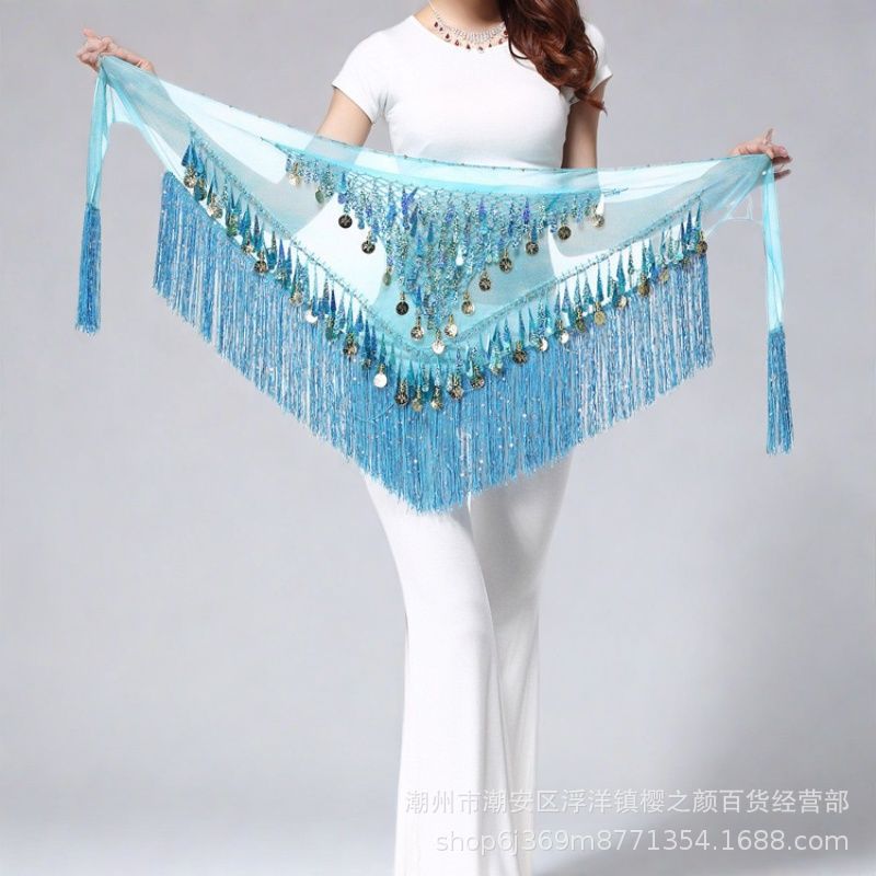 Halloween in stock Indian Dance Dress Flash Tassel Waist Towel Belly Dance Hip Towel Waist Chain Latin Dance Waist Towel Wholesale
