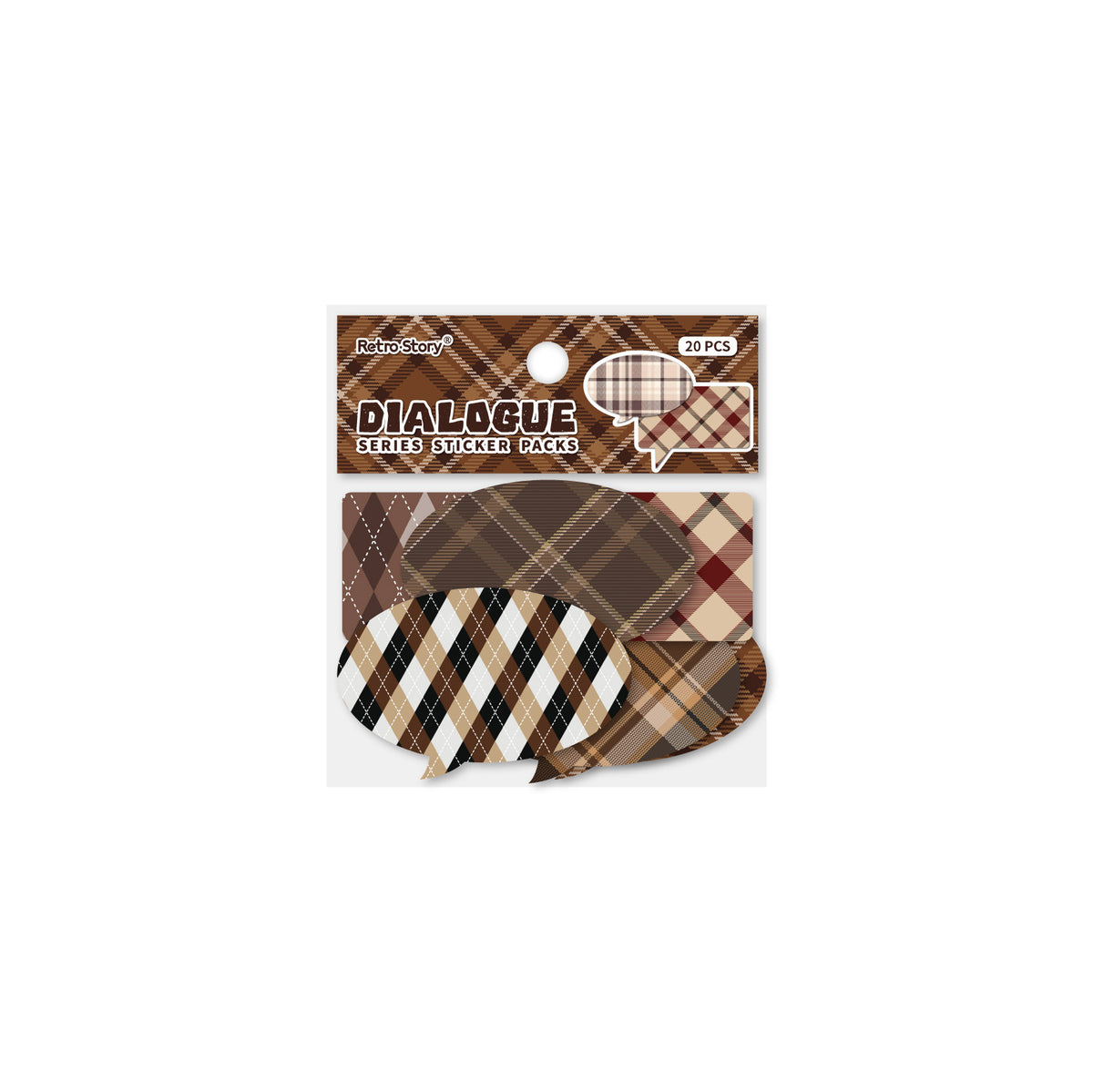 Retro Story Dialogue Series Stickers Simple Plaid Light Retro Decorative Journal Material DIY Base Stickers