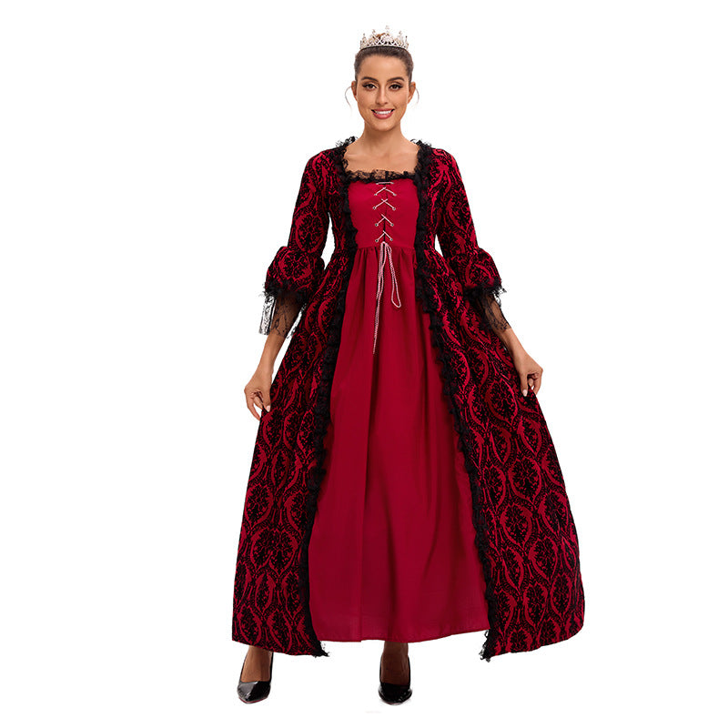S-5xl plus size Halloween costume lace stitching vintage court queen dress Victoria maxi dress ball gown