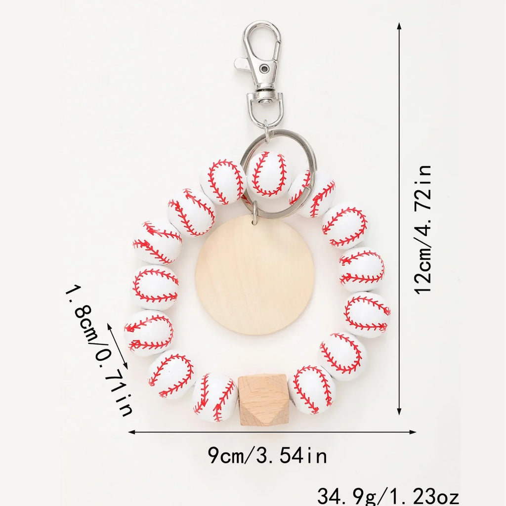 Sporty Baseball Independence Day Halloween Wooden Beads Wooden Fruit Summer Party Keychain Bracelet