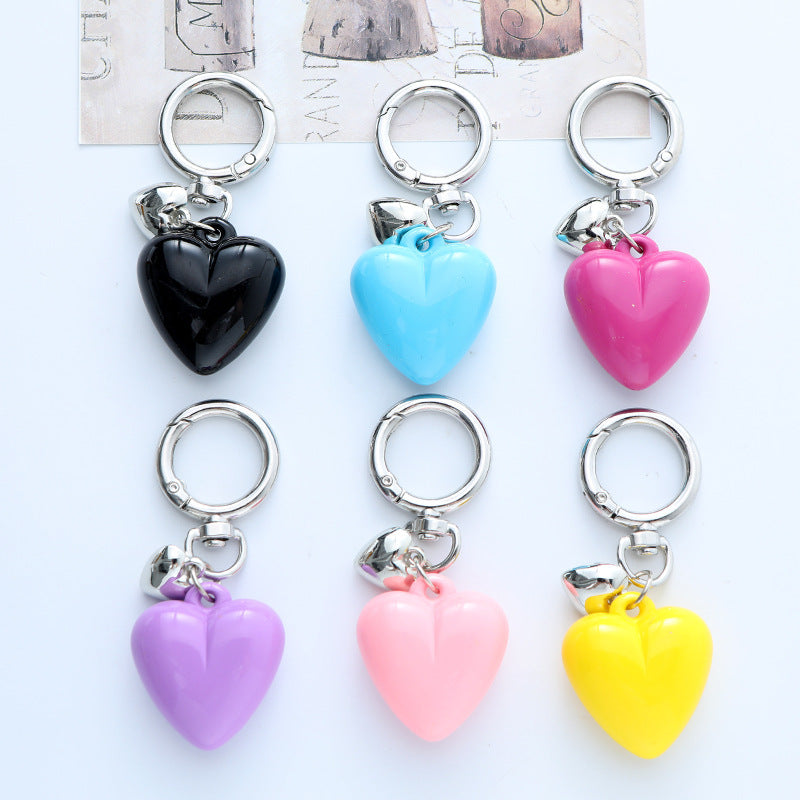 Cross-Border New Acrylic Resin Heart-Shaped Keychain Colorful Creative Couple Peach Heart Bag Water Cup Decorative Pendant