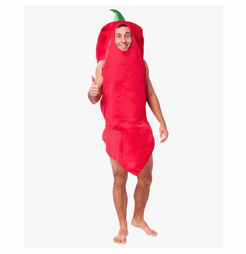 Mardi Gras Halloween Cosplay Masquerade Stage Performance Costume Big Men Fire Red Pepper Performance Costume