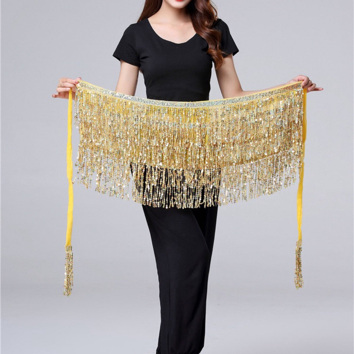 Halloween in stock Belly Dance Performance Costume Sequins Tassel Hips Bead Pieces Waist Chain Indian Dance Waist Towel Wholesale