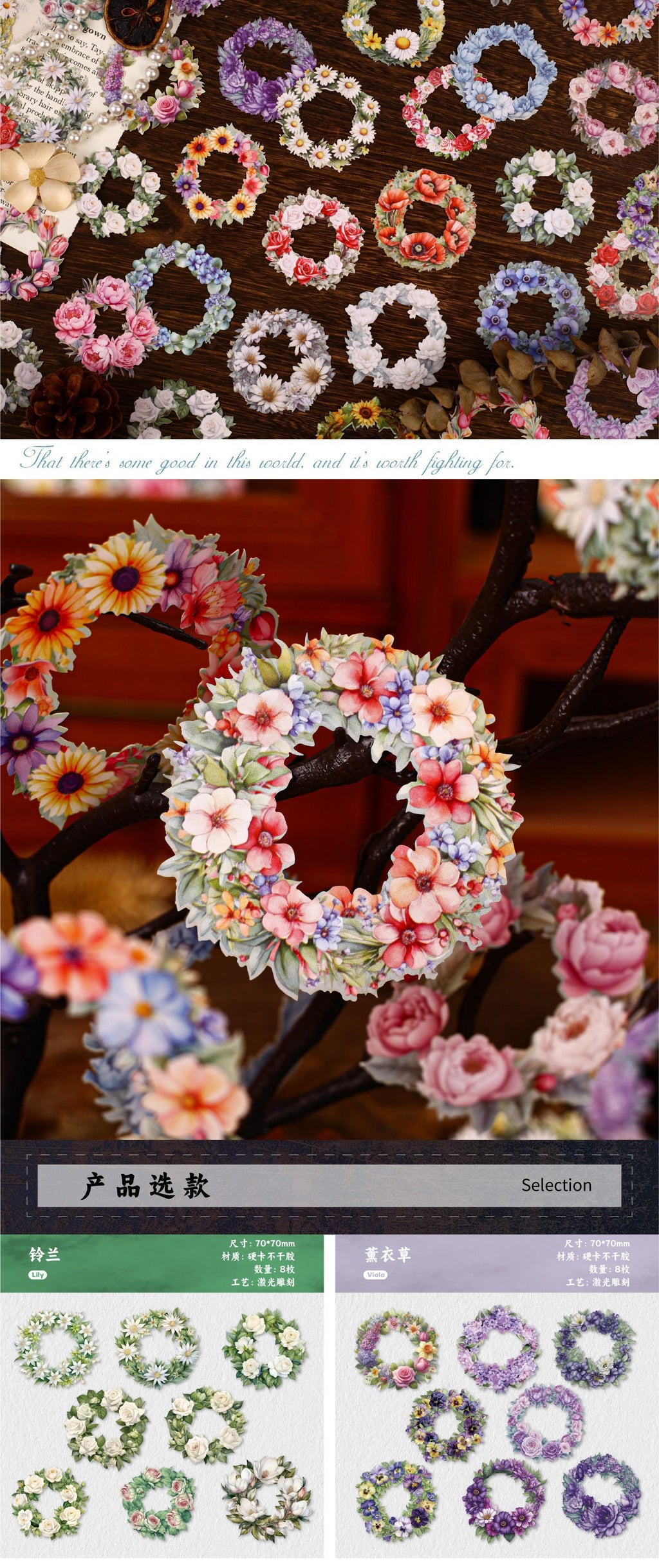 Retrostory Garland Series Pet Hard Cardboard Stickers Creative Pastoral Decoration Collage Material Landscaping Stickers