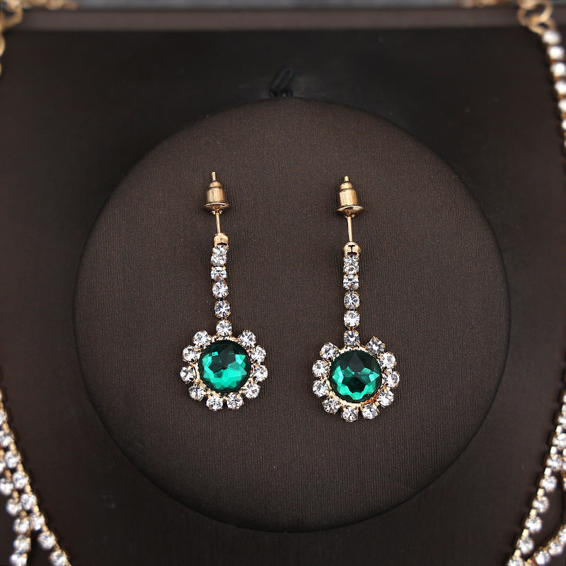 Korean Bride Necklace Earrings Two-piece Decorations Wedding Yarn Wedding Jewelry Wedding Accessories Dance Studio