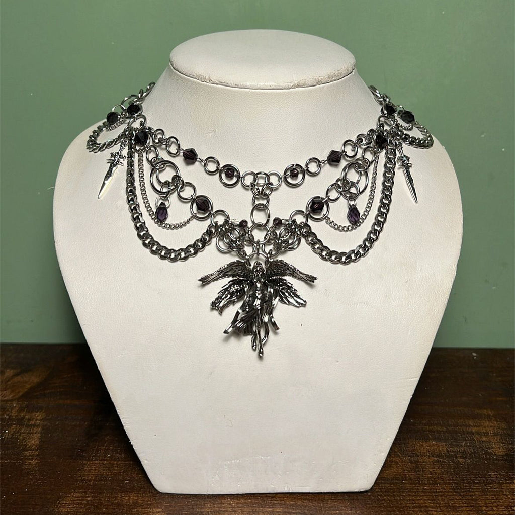 Halloween Cross Necklace Wholesale Cross-Border Vintage Dark Heavy-Duty Gothic Style Necklace Light Luxury Niche Sweater Chain